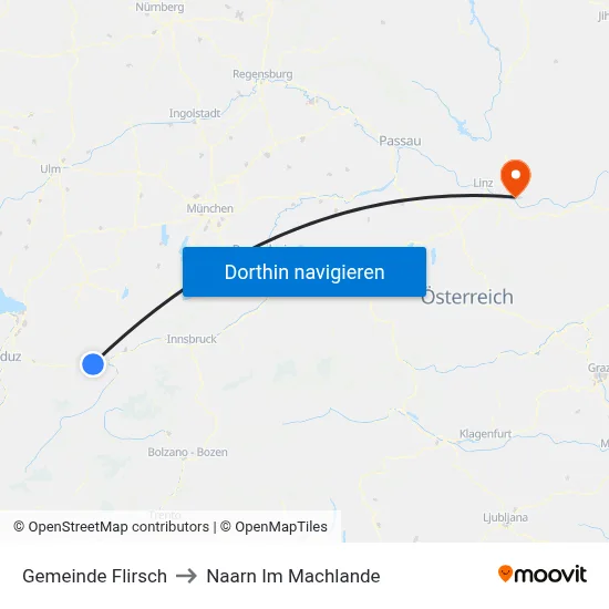 Gemeinde Flirsch to Naarn Im Machlande map