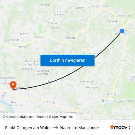 Sankt Georgen am Walde to Naarn Im Machlande map