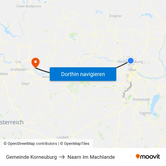 Gemeinde Korneuburg to Naarn Im Machlande map