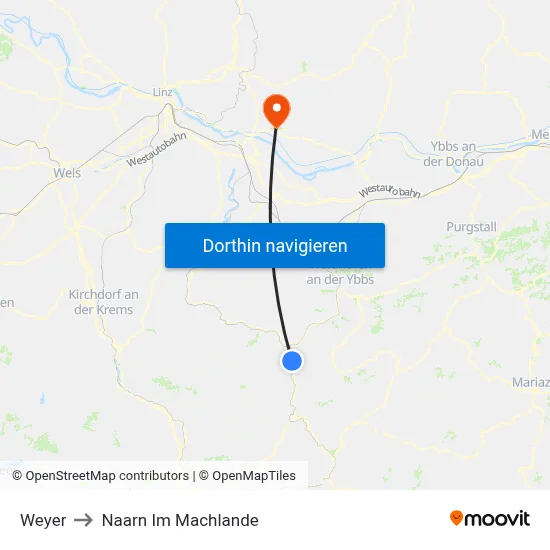 Weyer to Naarn Im Machlande map