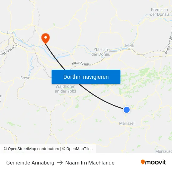 Gemeinde Annaberg to Naarn Im Machlande map