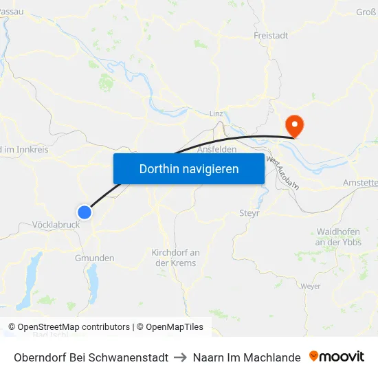 Oberndorf Bei Schwanenstadt to Naarn Im Machlande map