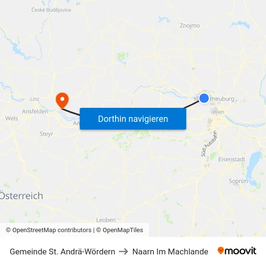 Gemeinde St. Andrä-Wördern to Naarn Im Machlande map