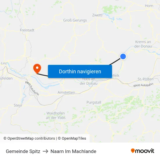 Gemeinde Spitz to Naarn Im Machlande map