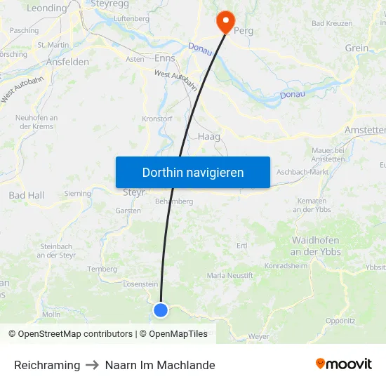 Reichraming to Naarn Im Machlande map