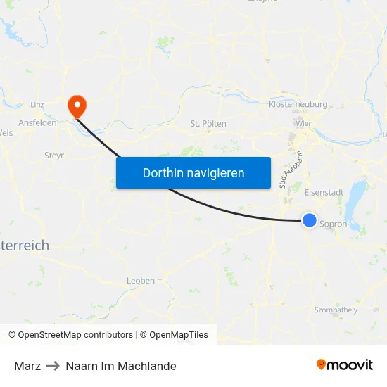 Marz to Naarn Im Machlande map