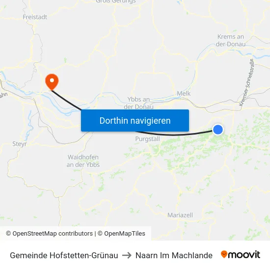Gemeinde Hofstetten-Grünau to Naarn Im Machlande map