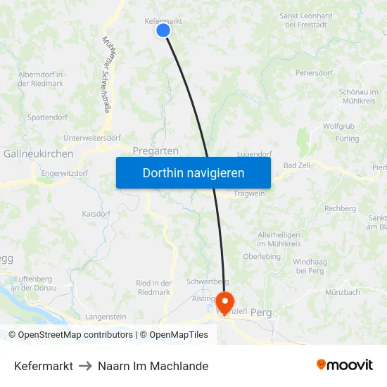 Kefermarkt to Naarn Im Machlande map