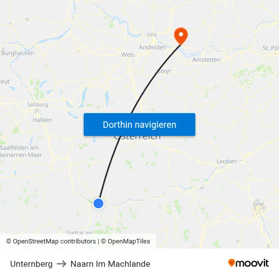 Unternberg to Naarn Im Machlande map