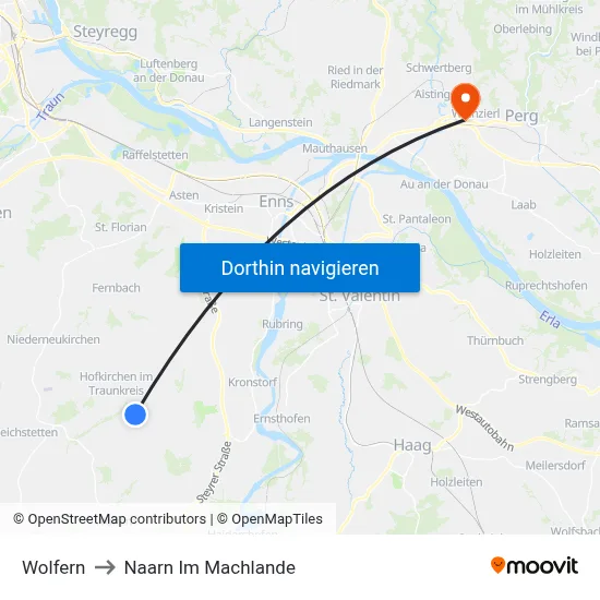 Wolfern to Naarn Im Machlande map