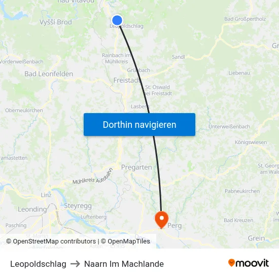 Leopoldschlag to Naarn Im Machlande map