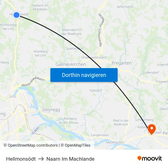 Hellmonsödt to Naarn Im Machlande map