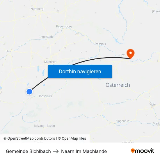 Gemeinde Bichlbach to Naarn Im Machlande map