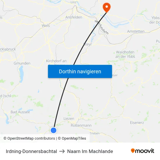 Irdning-Donnersbachtal to Naarn Im Machlande map