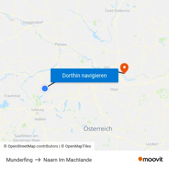 Munderfing to Naarn Im Machlande map