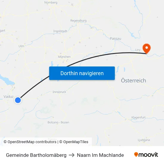Gemeinde Bartholomäberg to Naarn Im Machlande map