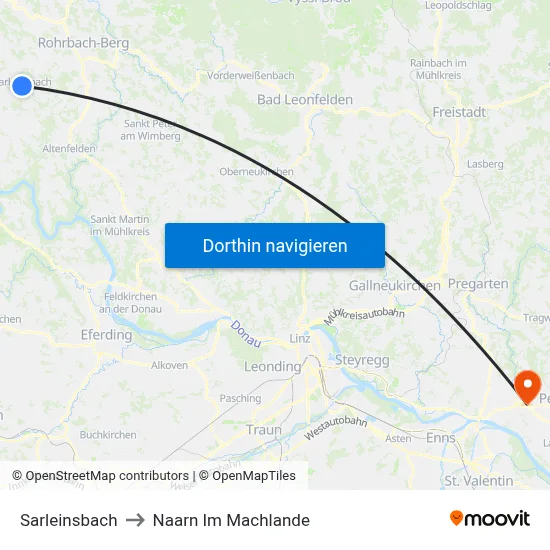 Sarleinsbach to Naarn Im Machlande map