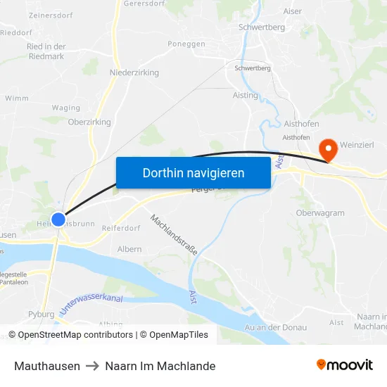 Mauthausen to Naarn Im Machlande map