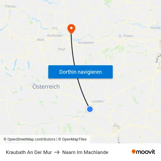 Kraubath An Der Mur to Naarn Im Machlande map