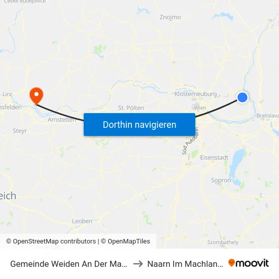 Gemeinde Weiden An Der March to Naarn Im Machlande map