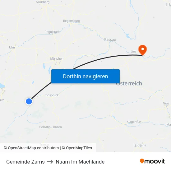 Gemeinde Zams to Naarn Im Machlande map