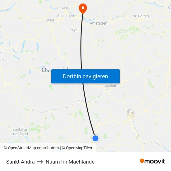 Sankt Andrä to Naarn Im Machlande map