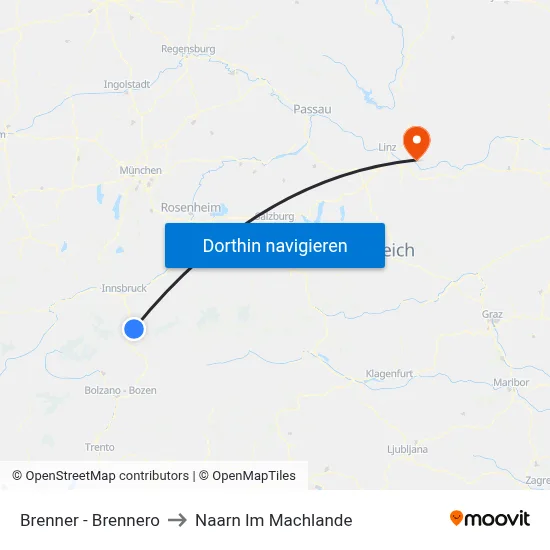 Brenner - Brennero to Naarn Im Machlande map