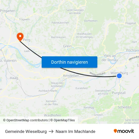 Gemeinde Wieselburg to Naarn Im Machlande map