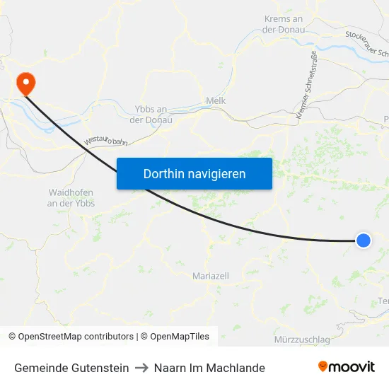 Gemeinde Gutenstein to Naarn Im Machlande map