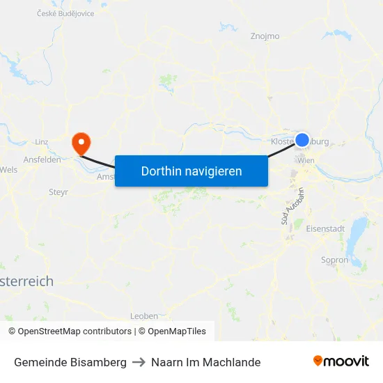 Gemeinde Bisamberg to Naarn Im Machlande map