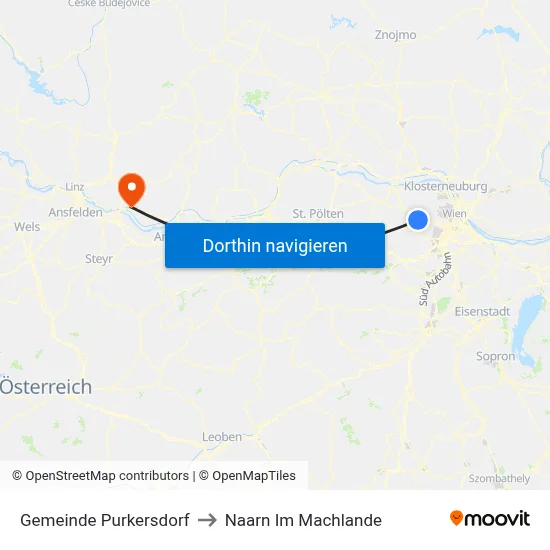 Gemeinde Purkersdorf to Naarn Im Machlande map