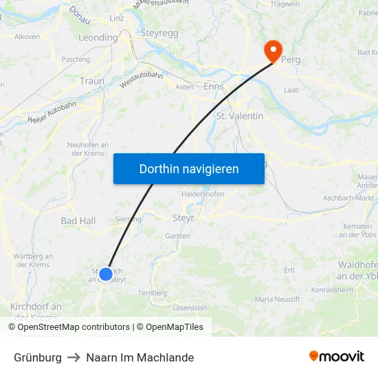 Grünburg to Naarn Im Machlande map