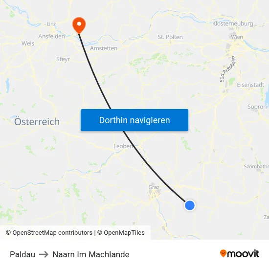 Paldau to Naarn Im Machlande map