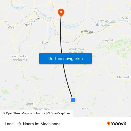 Landl to Naarn Im Machlande map