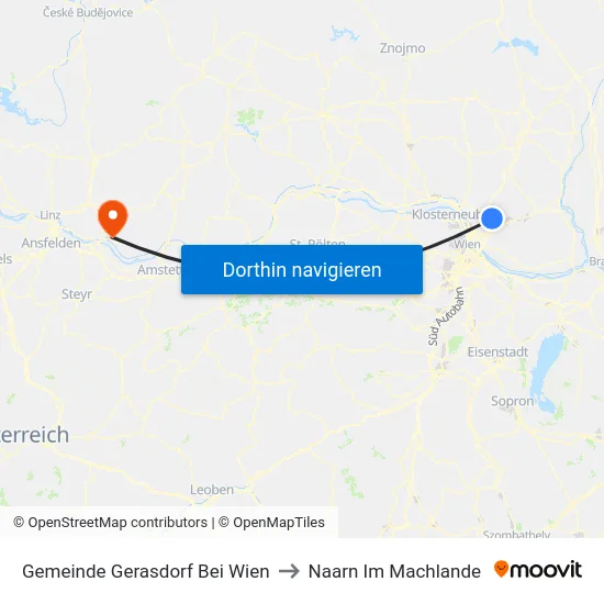 Gemeinde Gerasdorf Bei Wien to Naarn Im Machlande map