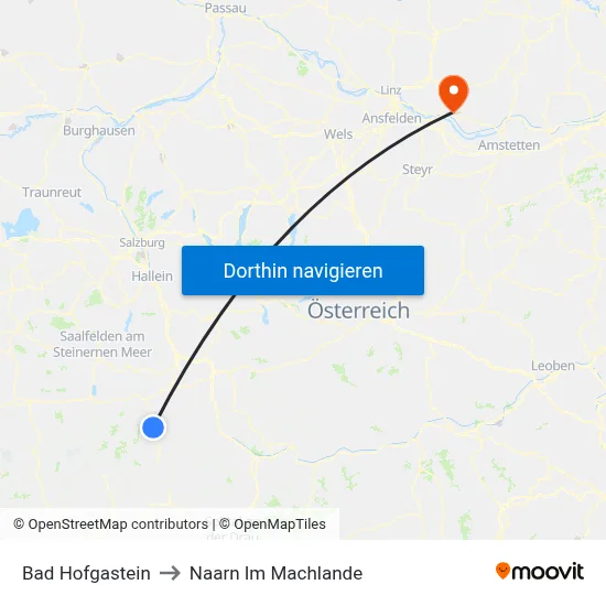 Bad Hofgastein to Naarn Im Machlande map