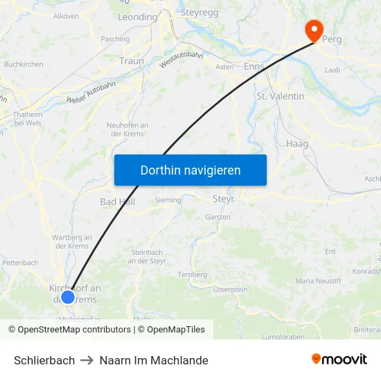 Schlierbach to Naarn Im Machlande map