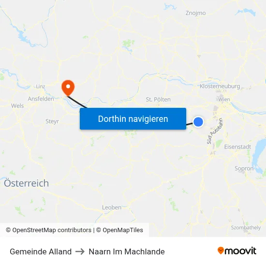 Gemeinde Alland to Naarn Im Machlande map