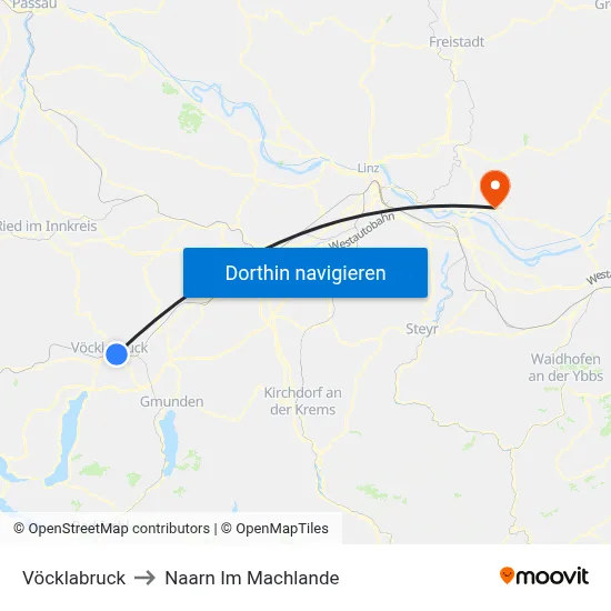 Vöcklabruck to Naarn Im Machlande map