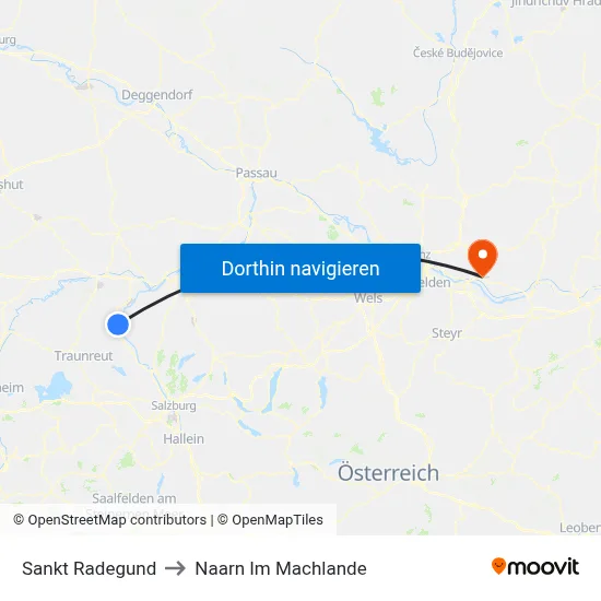 Sankt Radegund to Naarn Im Machlande map