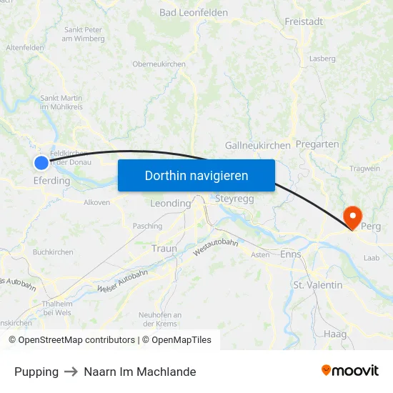 Pupping to Naarn Im Machlande map