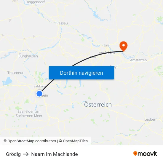 Grödig to Naarn Im Machlande map