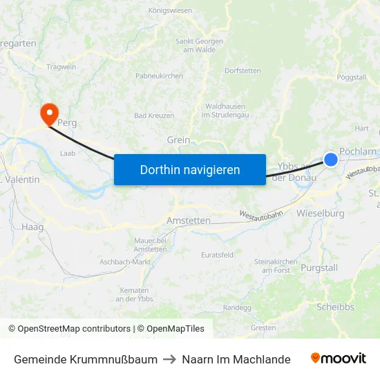 Gemeinde Krummnußbaum to Naarn Im Machlande map