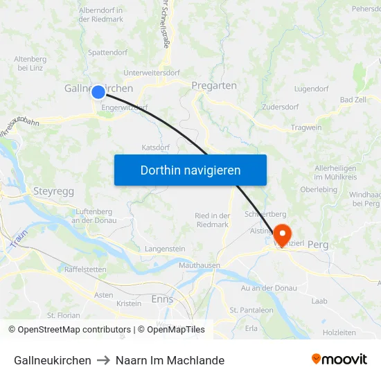 Gallneukirchen to Naarn Im Machlande map