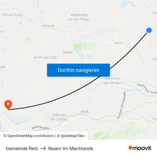 Gemeinde Retz to Naarn Im Machlande map