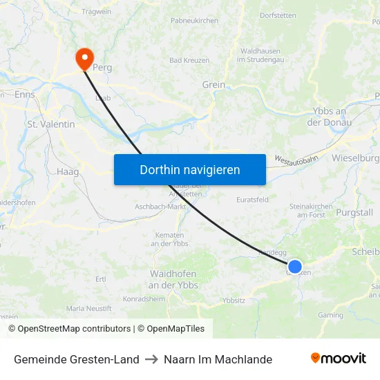 Gemeinde Gresten-Land to Naarn Im Machlande map