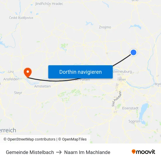 Gemeinde Mistelbach to Naarn Im Machlande map