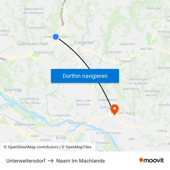 Unterweitersdorf to Naarn Im Machlande map