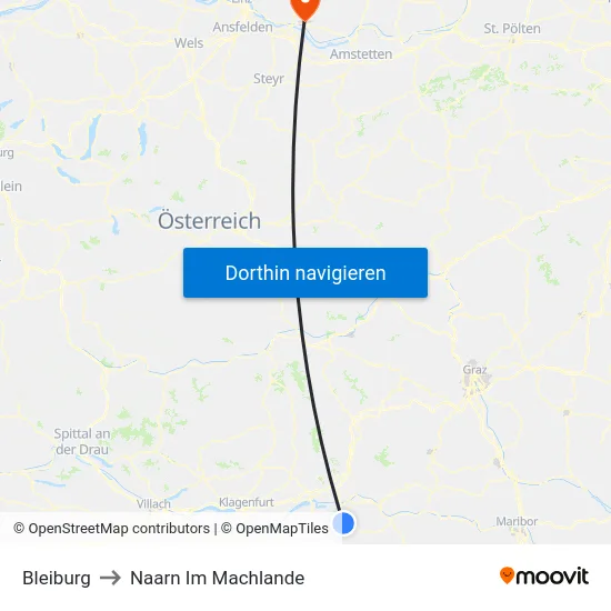 Bleiburg to Naarn Im Machlande map