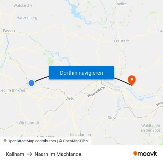 Kallham to Naarn Im Machlande map